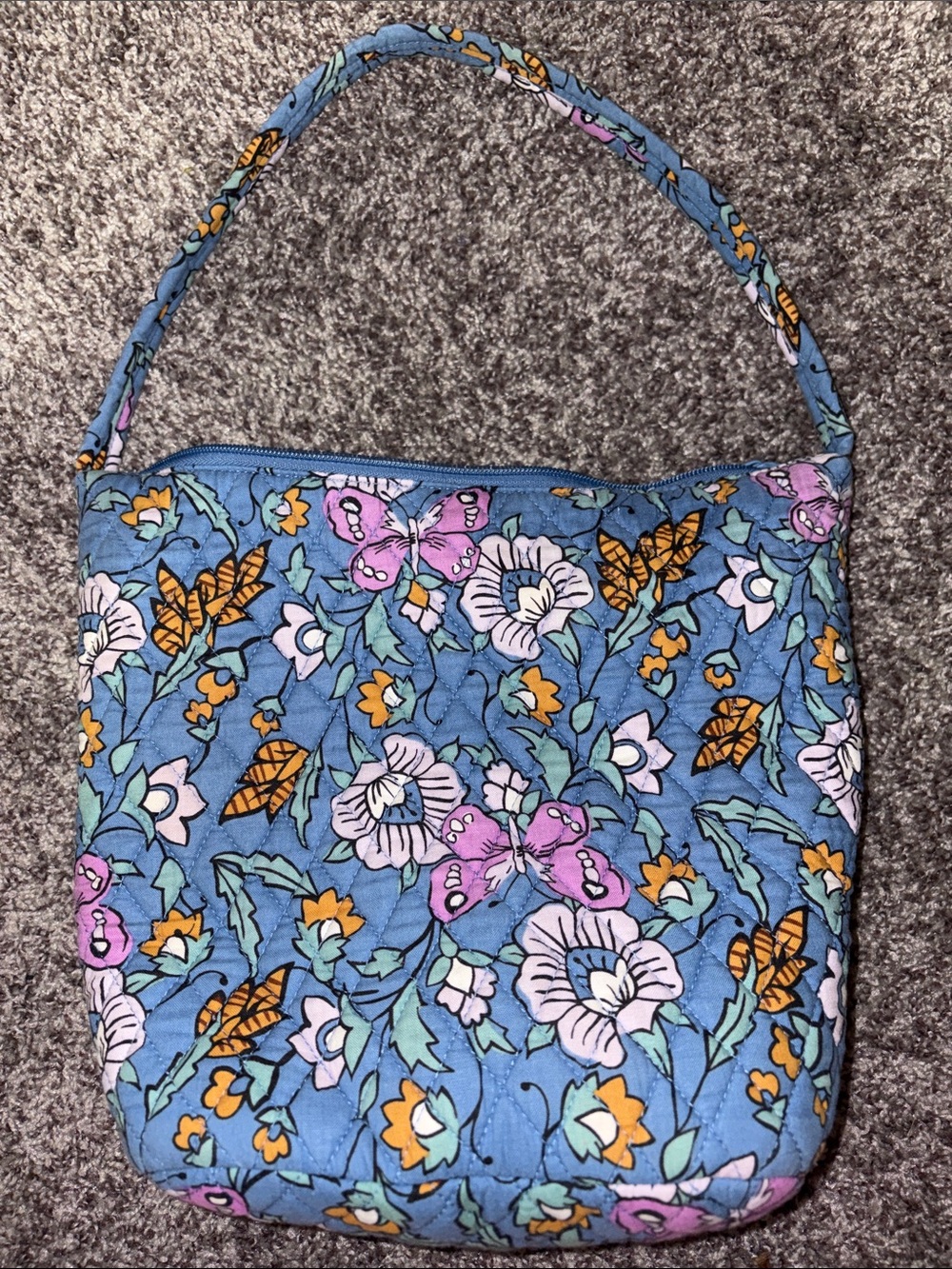 Vera Bradley Purple butterfly print zip up shoulder bag - Picture 5 of 5